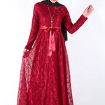 Women's Necklace Accessory Red Lace Long Evening Dress