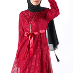 Women's Necklace Accessory Red Lace Long Evening Dress