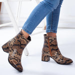 Women's Snake Pattern Heeled Boots