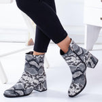 Women's Snake Pattern Heeled Boots
