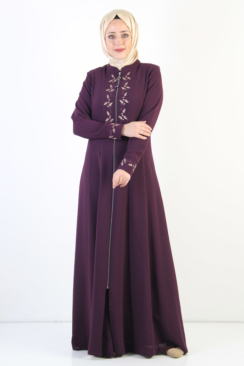 Women's Embroidered Purple Modest Abaya