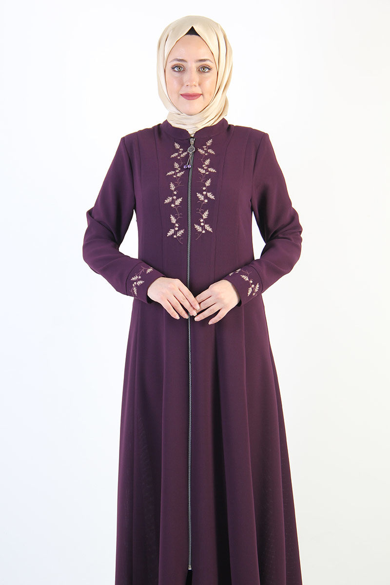 Women's Embroidered Purple Modest Abaya