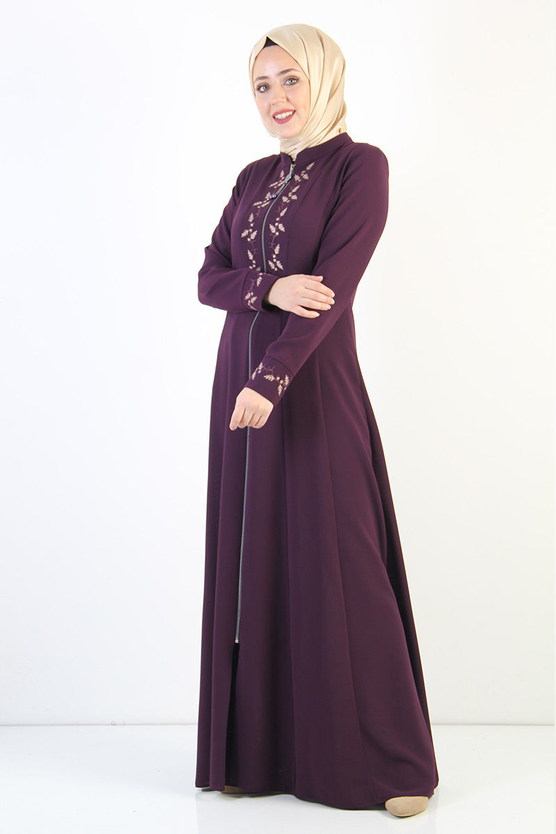 Women's Embroidered Purple Modest Abaya