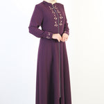 Women's Embroidered Purple Modest Abaya
