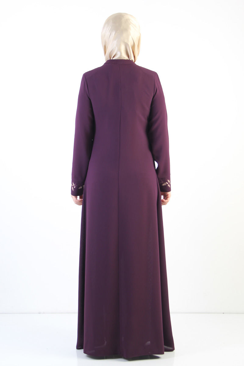 Women's Embroidered Purple Modest Abaya