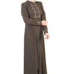 Women's Embroidered Khaki Modest Abaya
