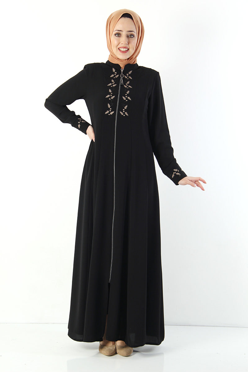 Women's Embroidered Black Modest Abaya