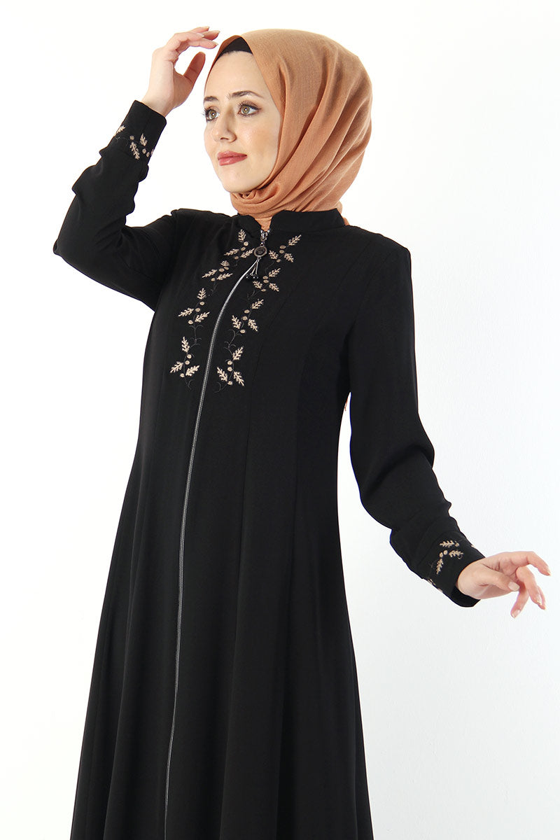 Women's Embroidered Black Modest Abaya