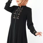 Women's Embroidered Black Modest Abaya