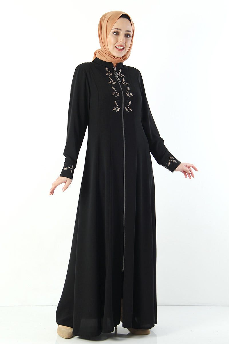 Women's Embroidered Black Modest Abaya