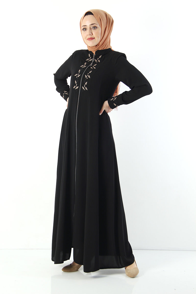 Women's Embroidered Black Modest Abaya