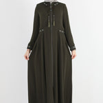 Women's Oversize Embroidered Khaki Abaya