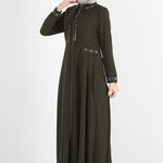 Women's Oversize Embroidered Khaki Abaya