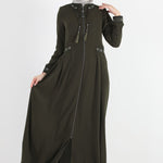 Women's Oversize Embroidered Khaki Abaya