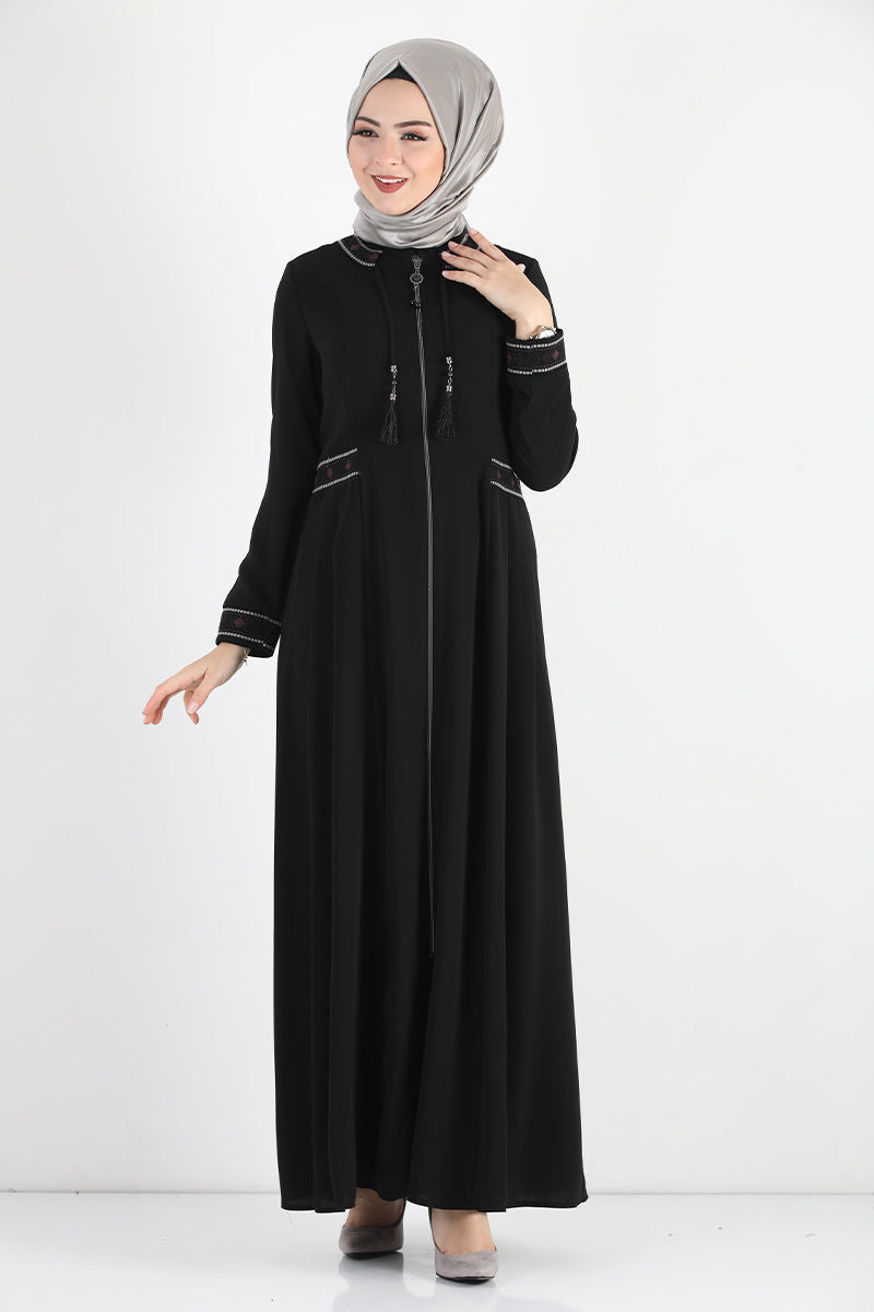 Women's Oversize Embroidered Black Abaya