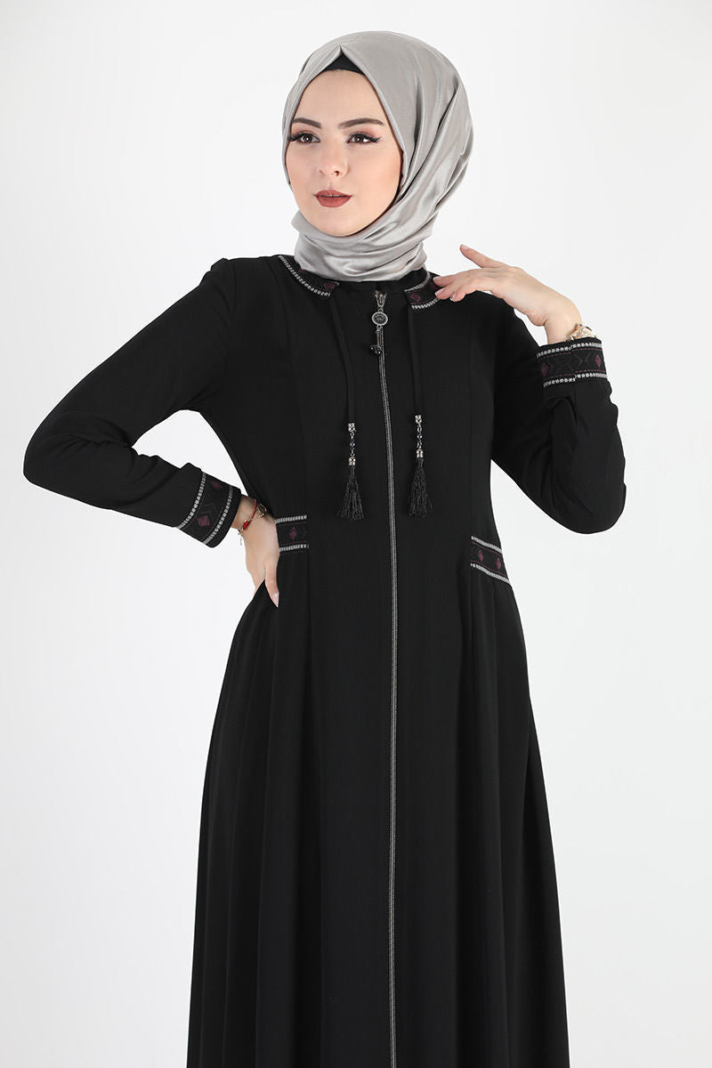 Women's Oversize Embroidered Black Abaya