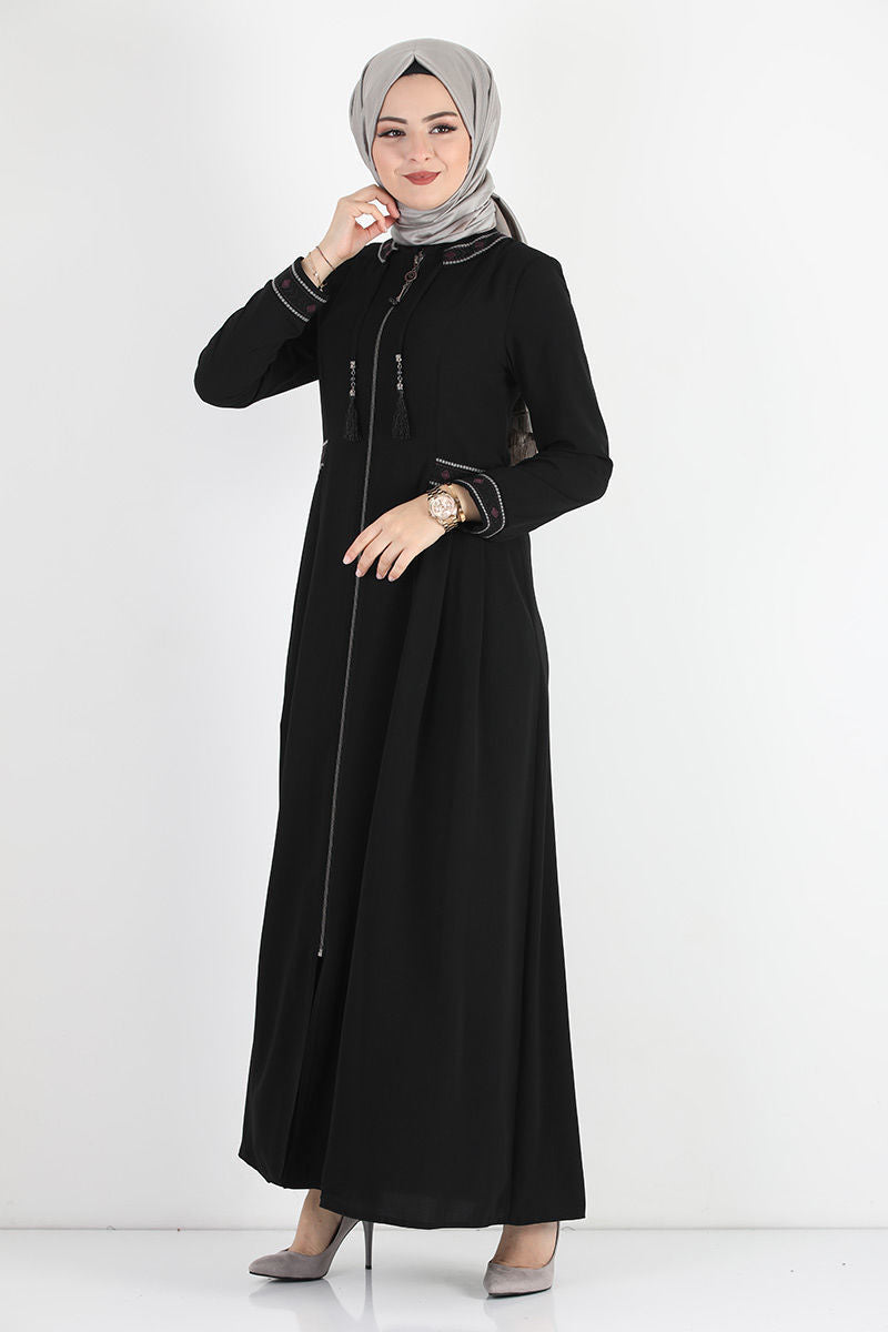 Women's Oversize Embroidered Black Abaya