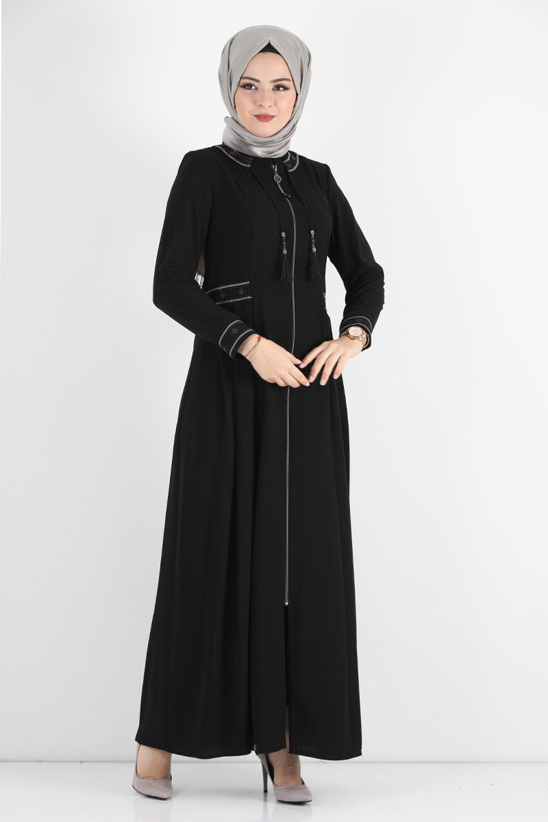 Women's Oversize Embroidered Black Abaya