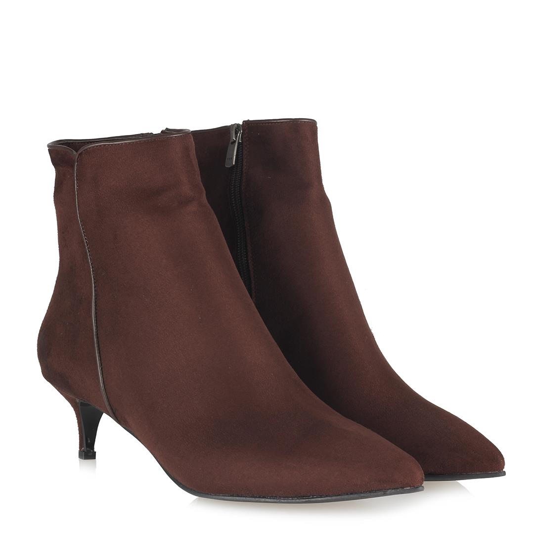 Women's Brown Suede Low Heeled Boots