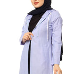 Women's Fancy Pocket Light Blue Modest Abaya