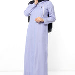 Women's Fancy Pocket Light Blue Modest Abaya