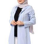 Women's Fancy Pocket Baby Blue Modest Abaya