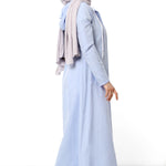 Women's Fancy Pocket Baby Blue Modest Abaya