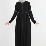 Women's Gem Detail Black Modest Abaya