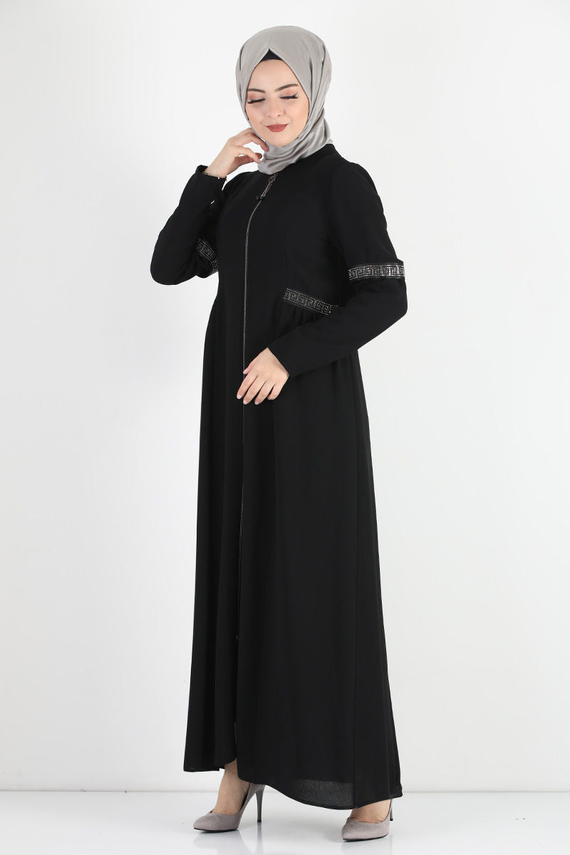 Women's Gem Detail Black Modest Abaya
