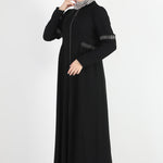 Women's Gem Detail Black Modest Abaya