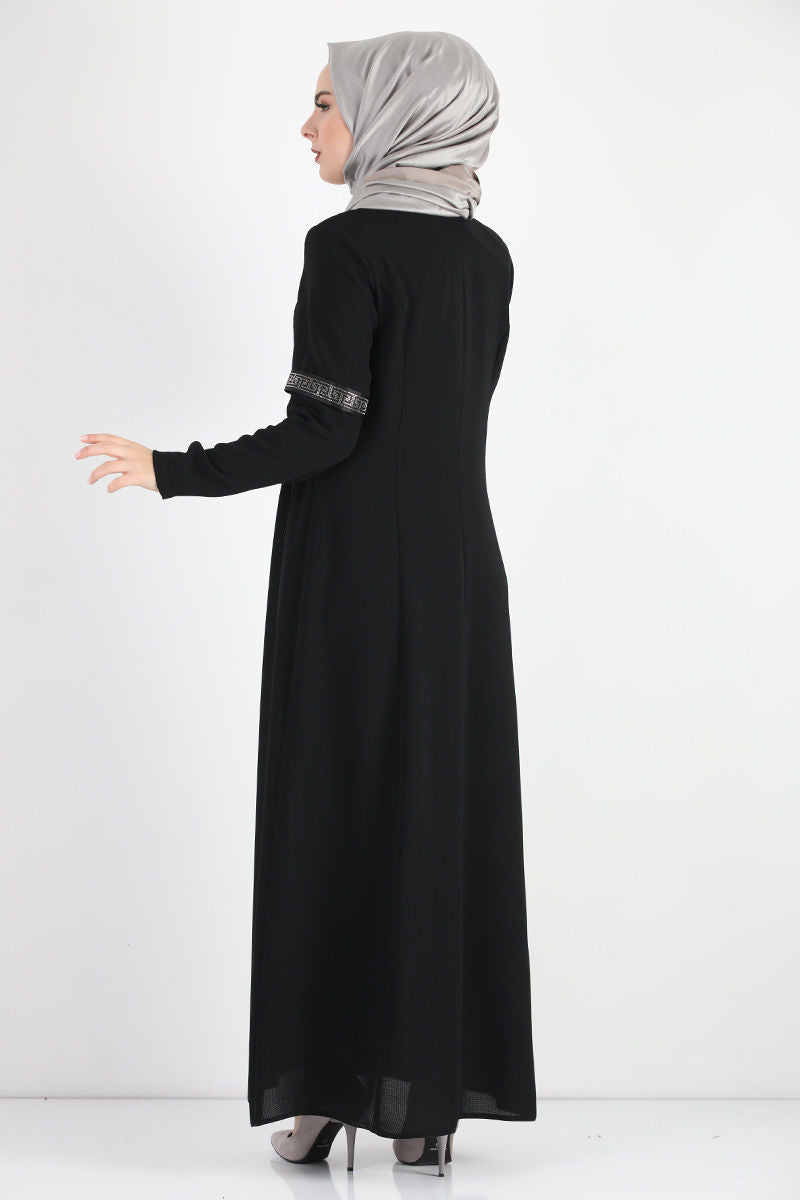 Women's Gem Detail Black Modest Abaya