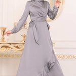 Women's Grey Modest Evening Dress