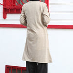 Women' Beige Tricot Tunic Black Pants Set